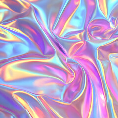 Fototapeta premium abstract holographic illustration. iridescent multi-colored soft film. retro futurism style. colorful simple background