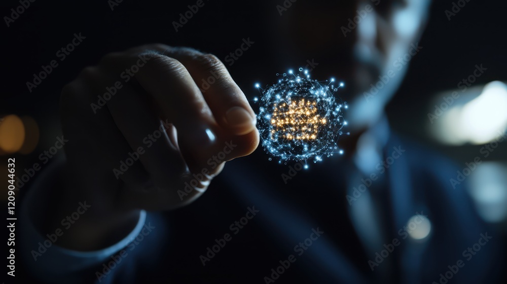 Poster a close-up view of an individual gripping a compact electronic device, showcasing intricate details 