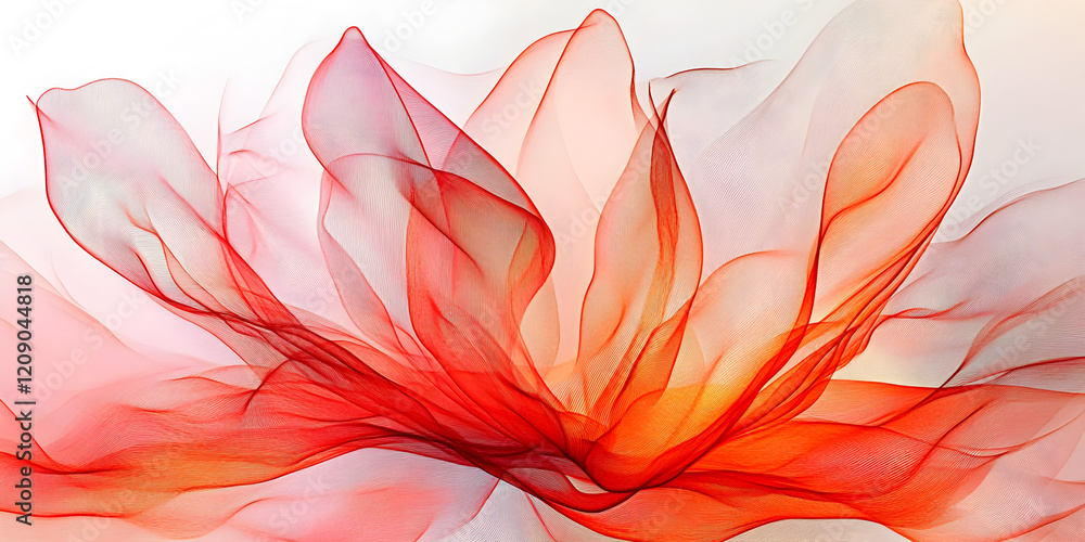 Poster abstract red floral: a captivating abstract image showcasing a flower-like form crafted from translu