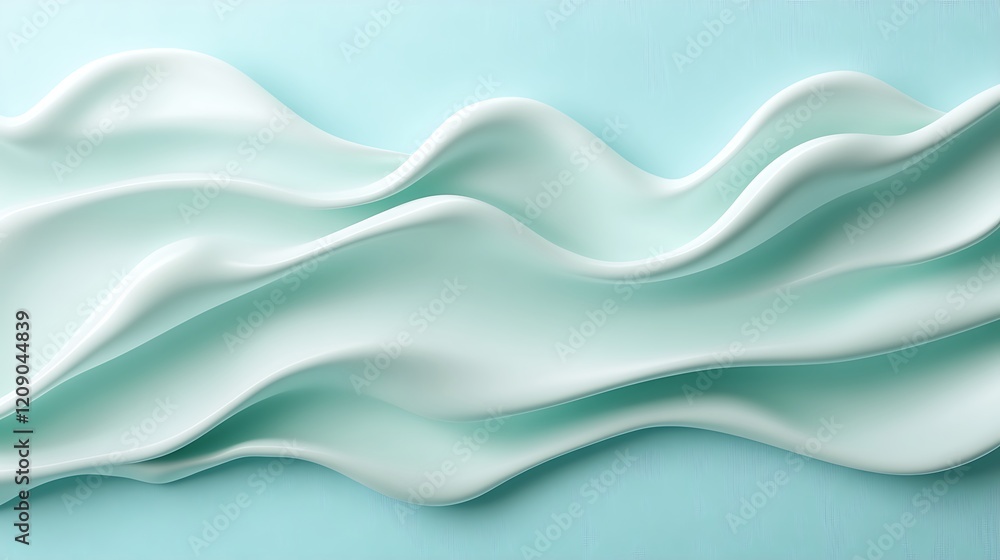 Poster soft flowing textures on light cyan background for abstract design and artistic concepts