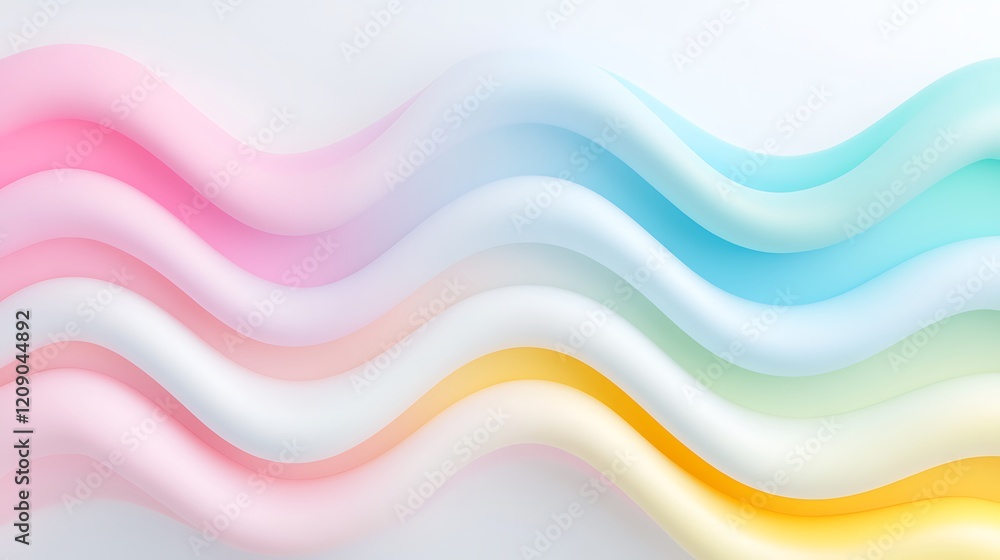 Poster soft flowing waves in pastel colors on a light background for abstract and modern design projects