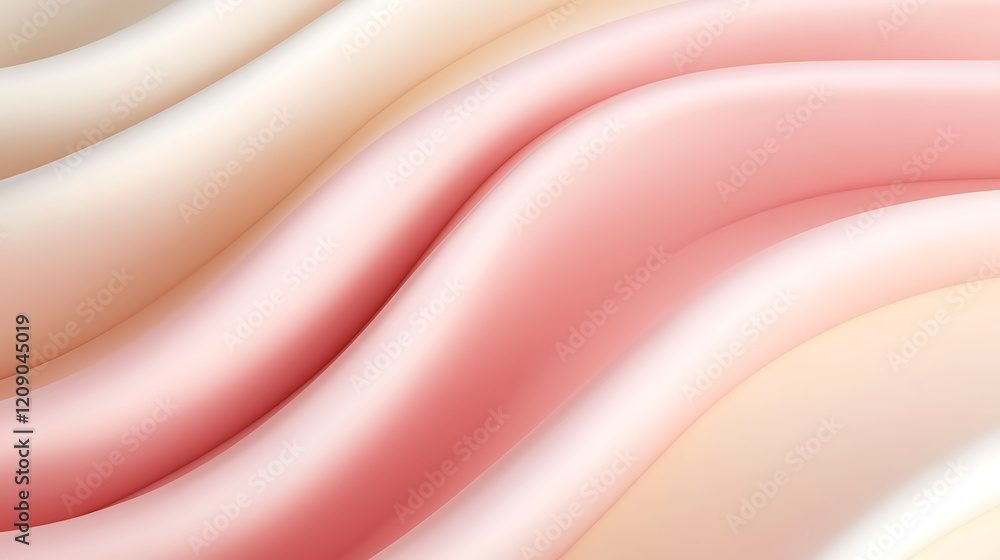 Poster soft flowing waves of smooth fabric in elegant cream and pink hue gradients for abstract backgrounds