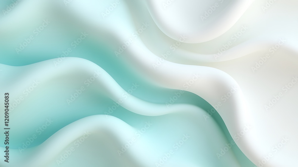 Poster soft fluid waves in light blue and white tones create a calming abstract background for design proje
