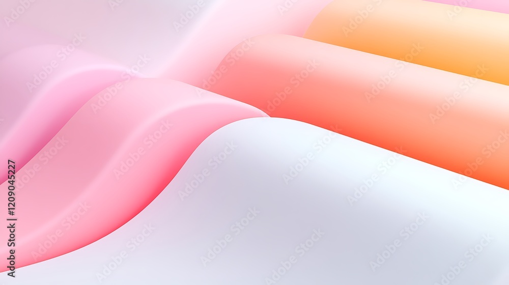 Poster soft gradient waves in pink and peach tones with smooth flowing abstract texture for background or d