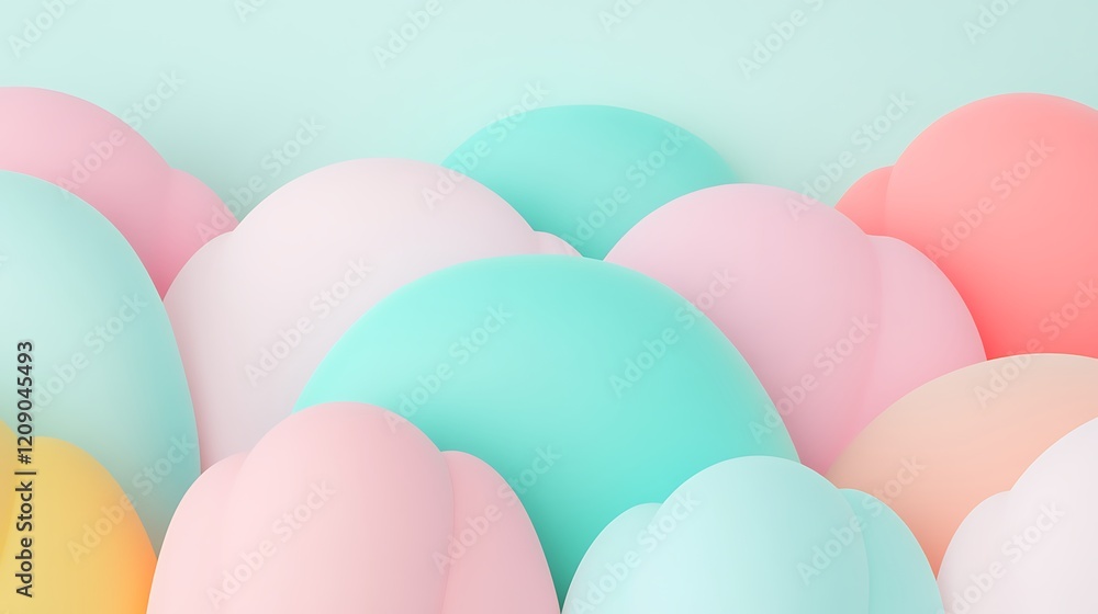 Poster soft pastel colors of abstract shapes with gentle curves and smooth textures in modern digital art d