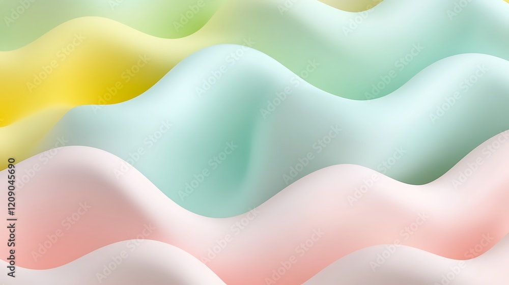 Aufkleber soft pastel waves flowing seamlessly in a gentle color palette for background or design use