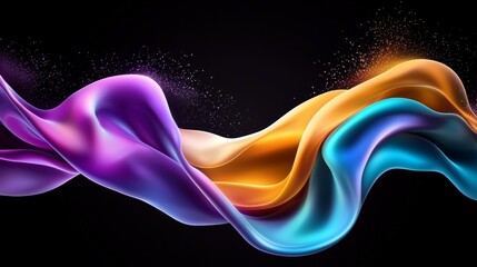 Fototapeta premium Abstract Colorful Fluid Wave Swirls Dynamic Purple Orange Blue Silk Flowing Design