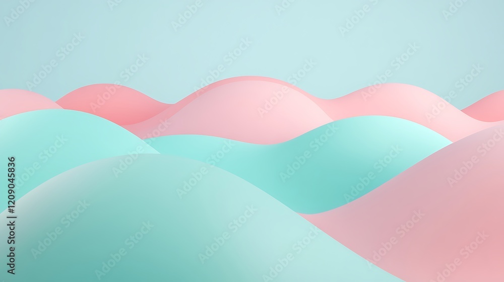 Aufkleber soft pastel waves of colorful shapes on a light background for modern design and abstract art projec