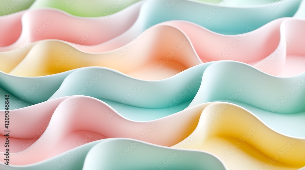 Poster soft pastel waves of colorful textures creating an abstract background for design and art applicatio