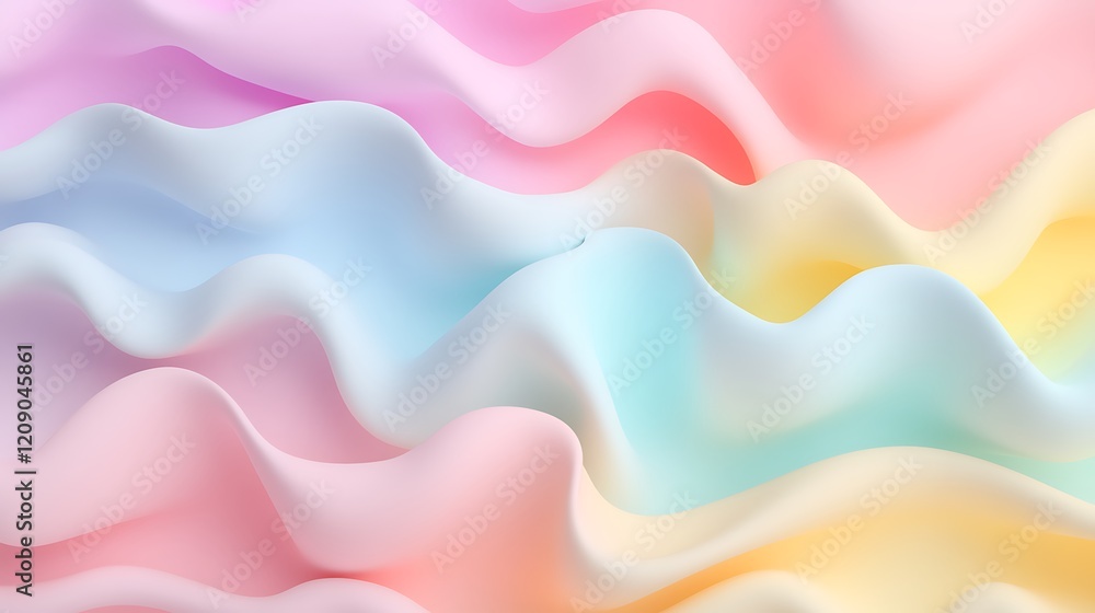 Poster soft pastel waves of fabric in gentle flowing patterns mesmerizing and colorful textures in light sh