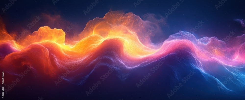 Poster neon energy waves abstract representation of digital futuristic technology and ai dynamics