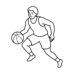 Fototapeta premium Basketball player Outline illustration Vector, Basketball Sport Clipart Design 