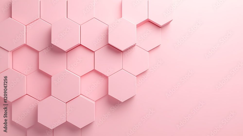 Poster soft pink hexagonal tiles on a gentle pink background for abstract design and modern decor concepts