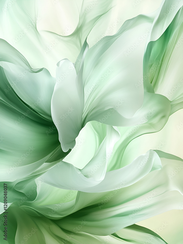Poster abstract green flow: a mesmerizing abstract image showcasing flowing, translucent green forms creati