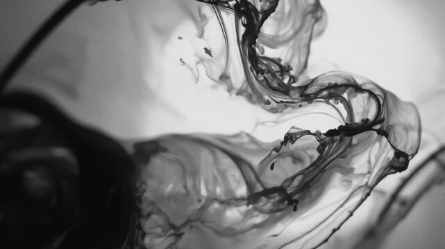 Black and white ink in water background
