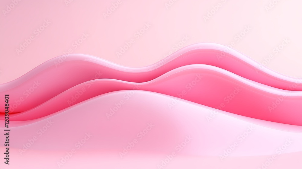 Poster soft pink waves in a minimalistic design representing calmness and serenity in abstract art