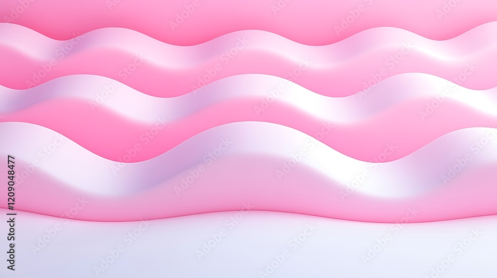 Poster Soft Pink Waves in Curved Design Creating a Gentle Flowing Texture for Background or Abstract Illustration