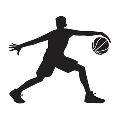 Obraz premium Basketball player Silhouette illustration Vector, Basketball Sport Clipart Design 