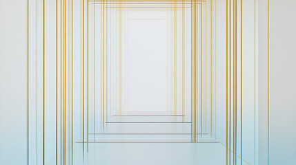 Abstract Portal:  A mesmerizing digital artwork depicting a series of receding, translucent rectangles in shades of gold and pale blue, creating an illusion of depth and a pathway to the unknown.