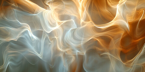 Obraz premium Abstract Flowing Light: A mesmerizing abstract image featuring swirling, luminous forms in shades of warm gold and cool silver-grey. The ethereal textures create a sense of movement and fluidity.
