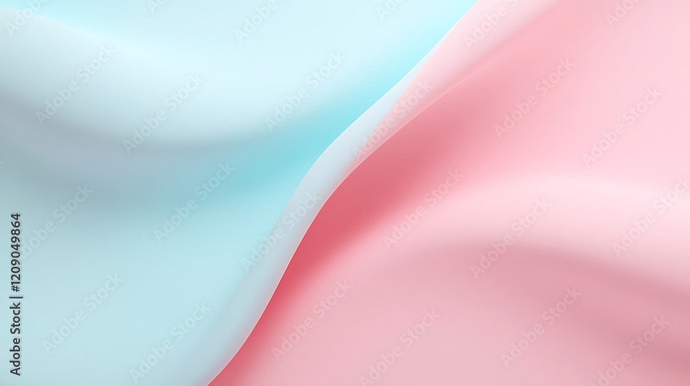 Poster soft textures of light blue and soft pink fabric flowing smoothly in a gentle wave pattern