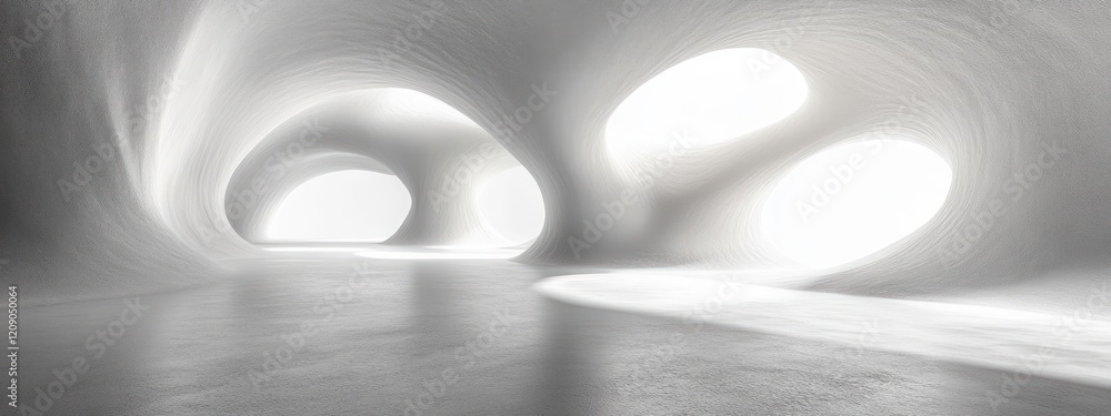 Poster futuristic minimalist white circular building abstract architecture