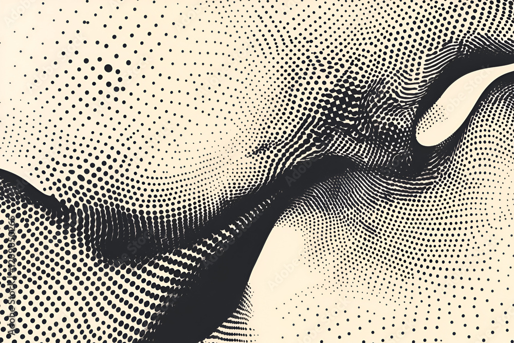 Poster abstract halftone wave: a mesmerizing abstract artwork featuring a dynamic interplay of black and of