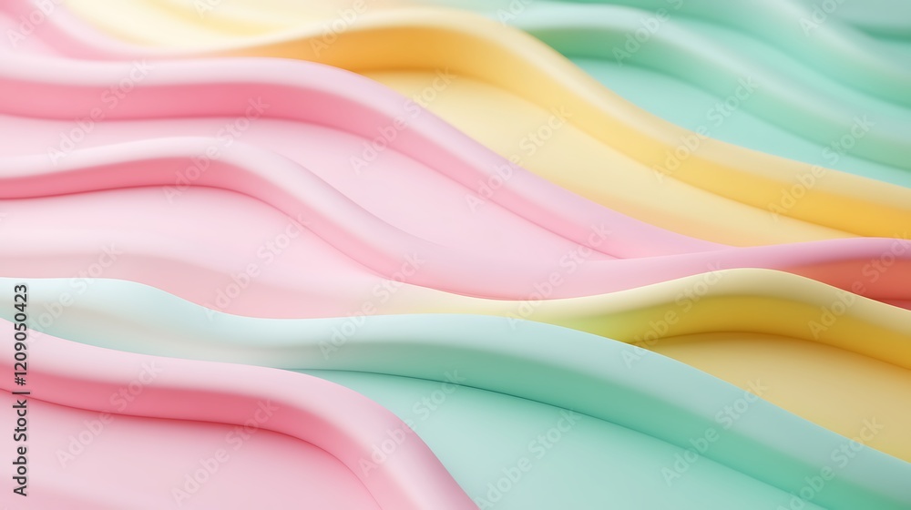 Poster soft waves of colorful pastel patterns in smooth textured background for creative projects