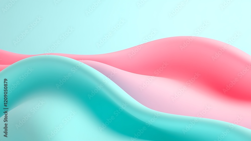 Poster soft waves of pastel colors in gentle movement with smooth gradients and calm visual flow