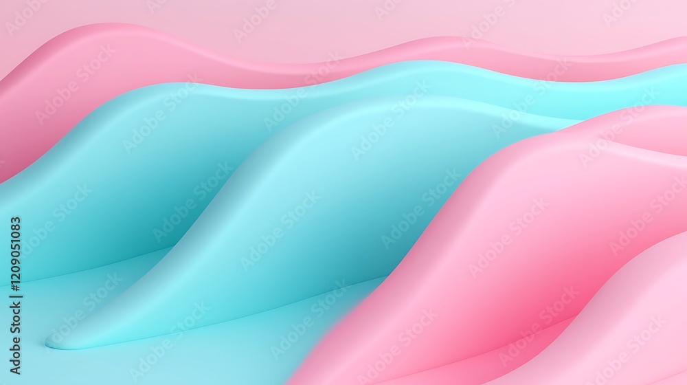 Aufkleber soft waves of pink and blue create a serene abstract background for modern design projects and creat