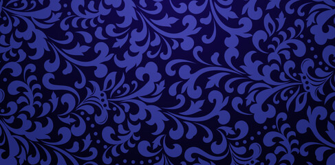 Seamless damask floral patterns Vector illustration Blue backgrounds for textile wallpapers, books cover, Digital interfaces, prints templates material cards invitation, wrapping papers, screen prints