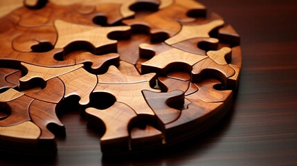 Circular Wooden Puzzle Pieces