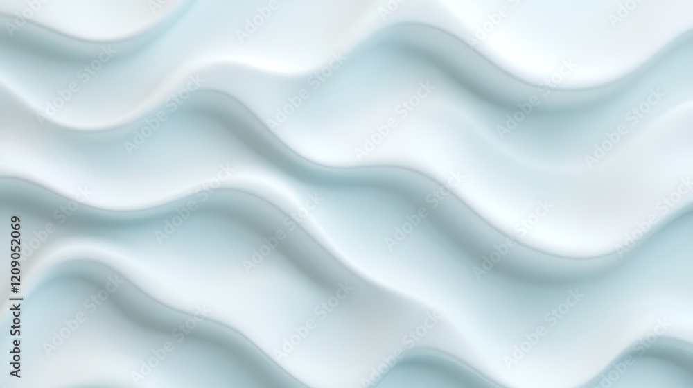 Poster undulating waves in soft blue tones for calm and soothing background in abstract style