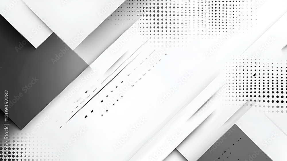 Aufkleber abstract geometric shapes: modern, minimalist abstract background with overlapping gray and white ge