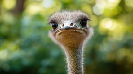 Close-up Portrait of an Ostrich with a Curious Expression