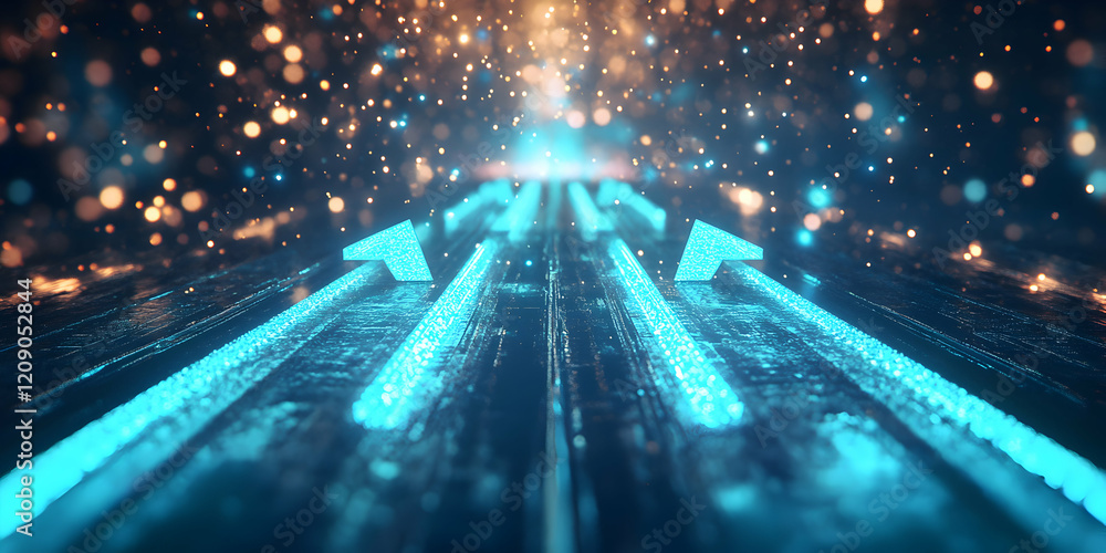 Poster abstract digital tunnel: a mesmerizing abstract digital tunnel, composed of glowing blue lines and i