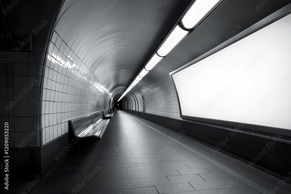 Poster light box display with white blank space for advertisement. subway mock-up design. horizontal, gener