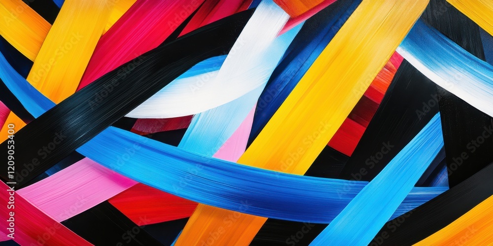 Aufkleber a black rectangular tape, blending vivid colors and sharp contrasts for an artistic effect