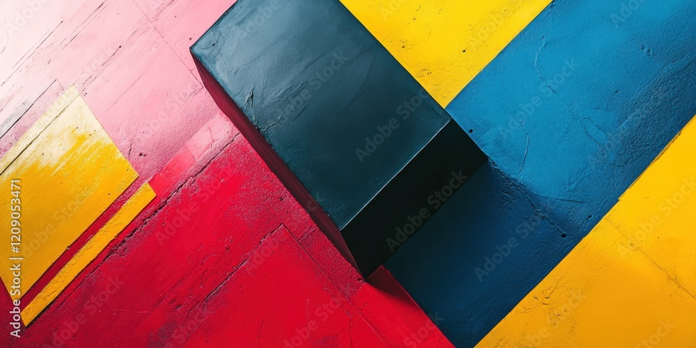 Aufkleber a black rectangular tape, blending vivid colors and sharp contrasts for an artistic effect