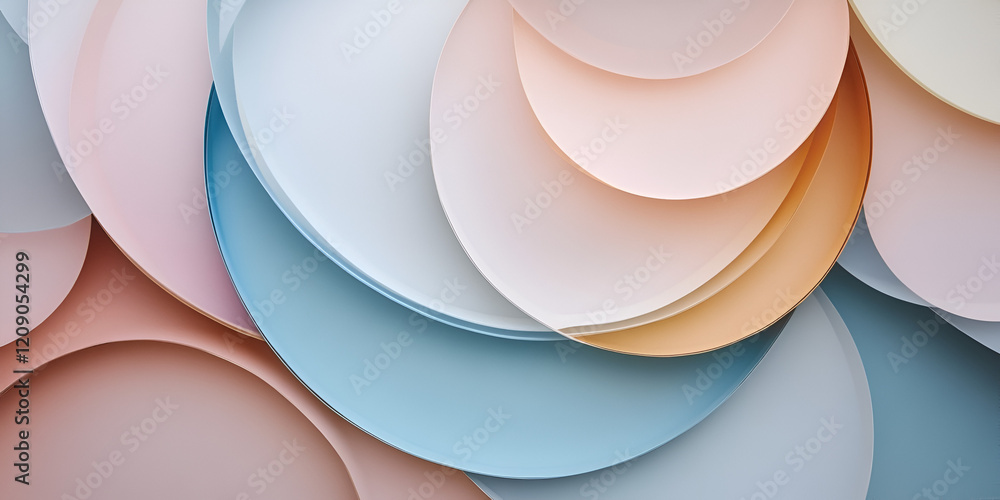 Poster pastel circle abstract: an abstract image featuring overlapping pastel circles in soft blues, pinks,