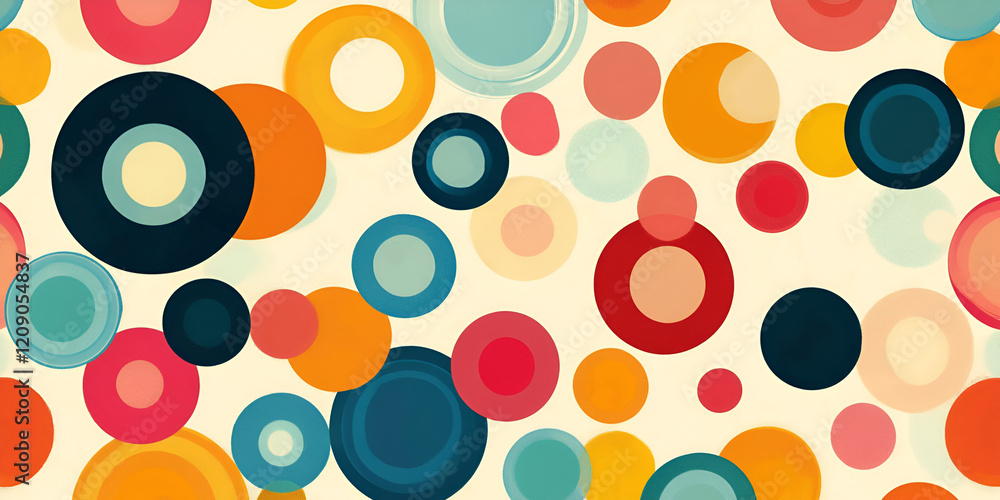 Poster abstract circular pattern: a vibrant and playful design featuring a captivating seamless pattern of 