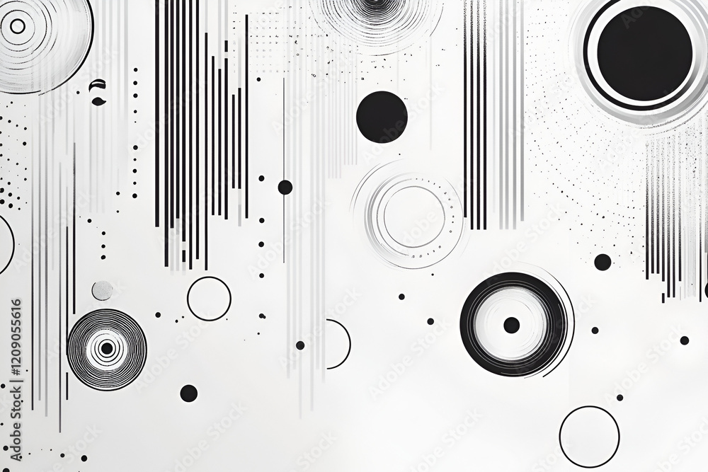 Poster abstract geometric pattern: a captivating abstract geometric pattern featuring a mix of black circle