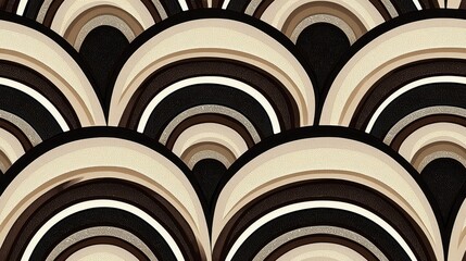Abstract Geometric Pattern Design Elegant Brown and Beige Concentric Arcs Background Texture