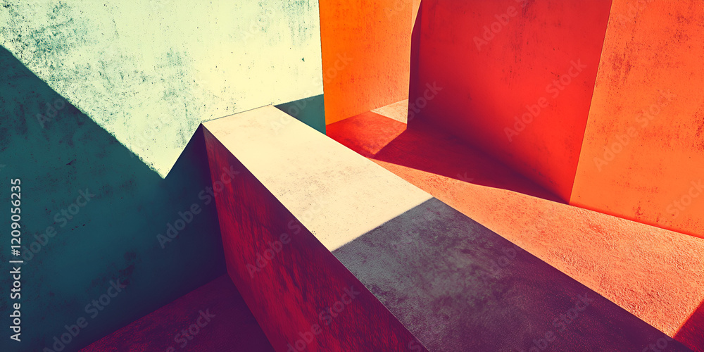 Aufkleber abstract geometric forms: a vibrant interplay of bold geometric shapes and contrasting colors create