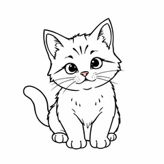 Fototapeta premium Coloring Page Outline of Cute Cat