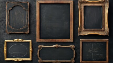 A Chalkboards in various sizes with realistic textures, highlighting intricate details