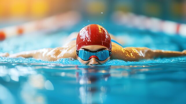 Health Choices Cardio Person swimming laps in a crystal-clear pool
