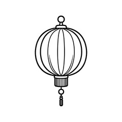 Elegant Asian Lantern Illustration Line Art Design
