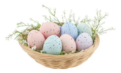 PNG Easter eggs in a basket easter colors easter eggs.