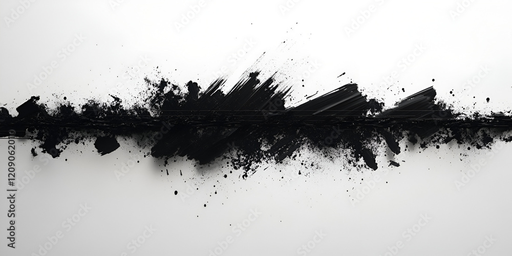 Poster black ink explosion: an abstract explosion of black ink on a neutral backdrop, creating a dramatic a